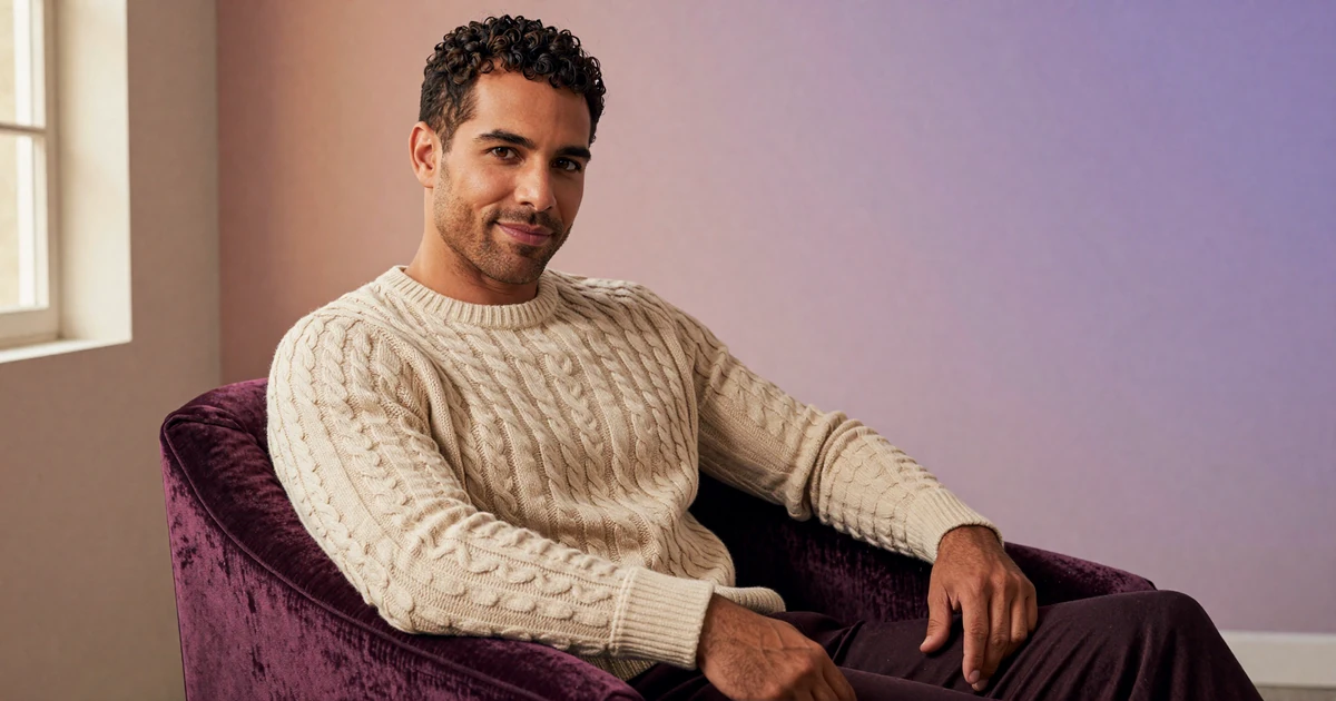 Confident man in cream sweater on a small penis dating specialty site for men under 5.5 inches