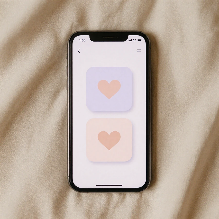 Smartphone showing BeyondSize matching interface with size-positive dating profile cards