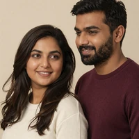 Portrait of Anika and Rohan, a verified BeyondSize couple from Toronto