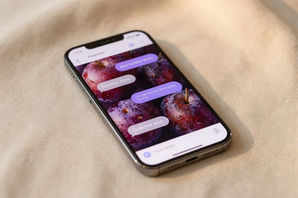 Phone showing the private chat interface of the BeyondSize private dating site
