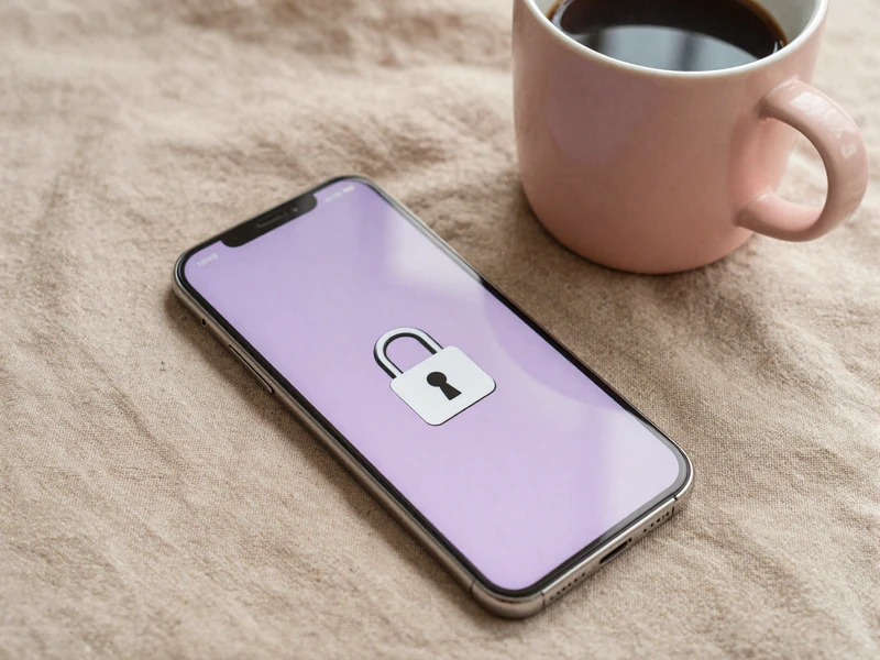 Smartphone, lock icon charm, and coffee mug on linen, illustrating online dating safety on niche sites
